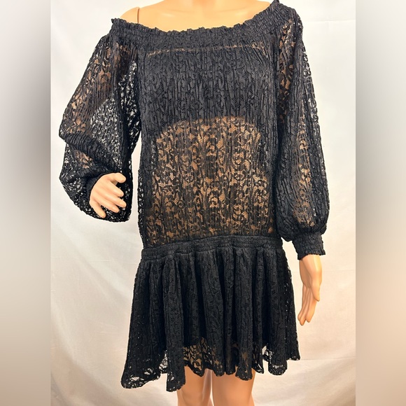 Free People Black Carina Meadow Lace Mini Dress Matching Lace Bandeau Small NWOT - Picture 6 of 9